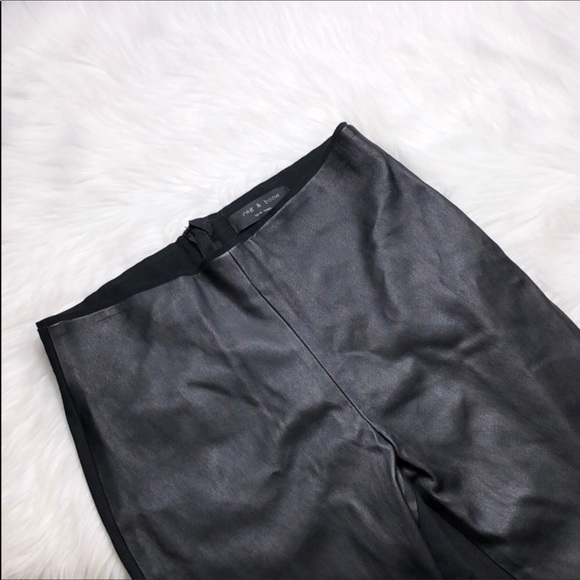 RAG AND BONE HIGH WAIST LEATHER PANELED PANTS 10 - Picture 1 of 5